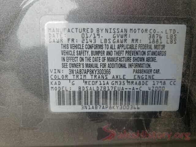 3N1AB7AP8KY300366 2019 NISSAN SENTRA