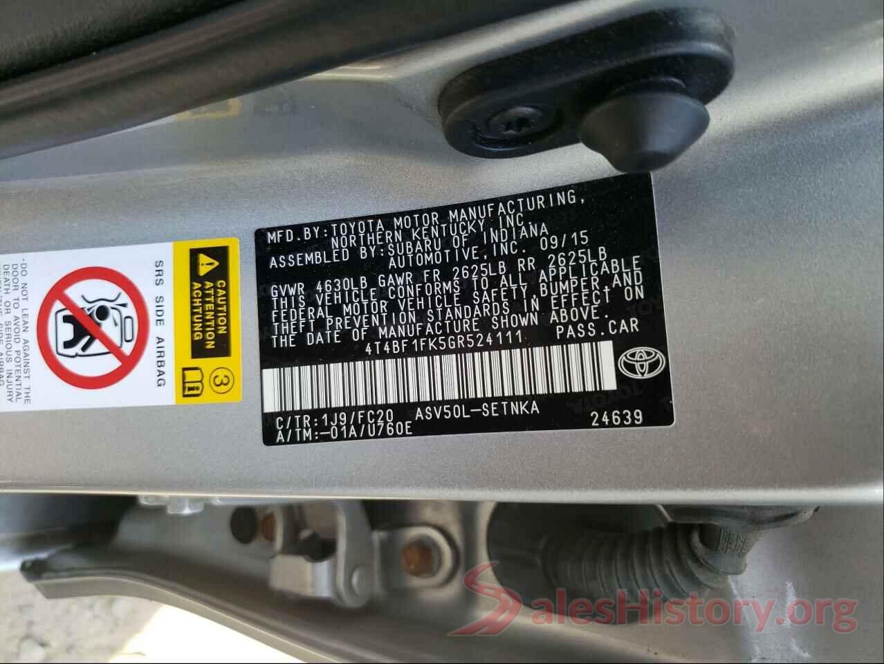 4T4BF1FK5GR524111 2016 TOYOTA CAMRY