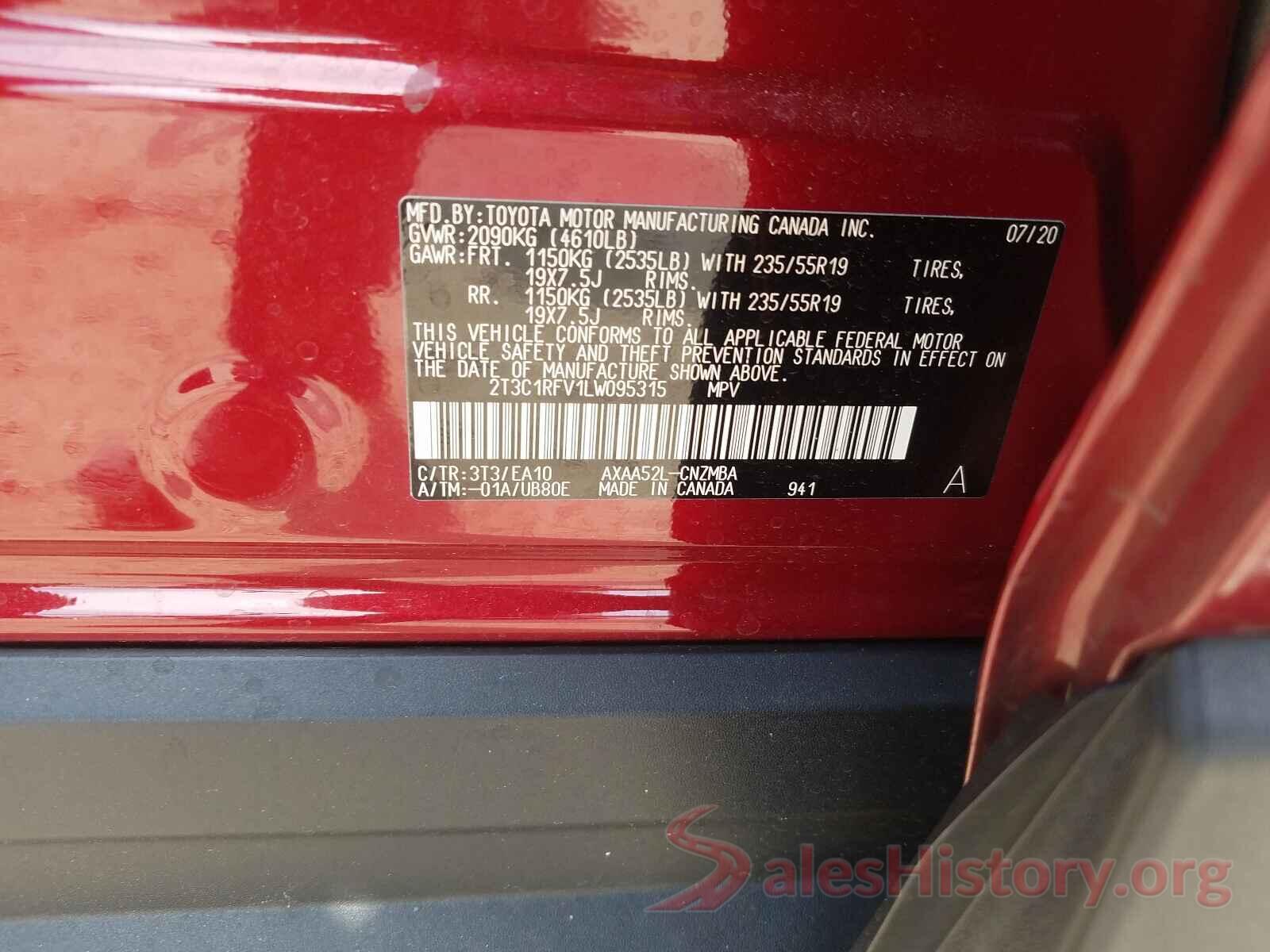 2T3C1RFV1LW095315 2020 TOYOTA RAV4