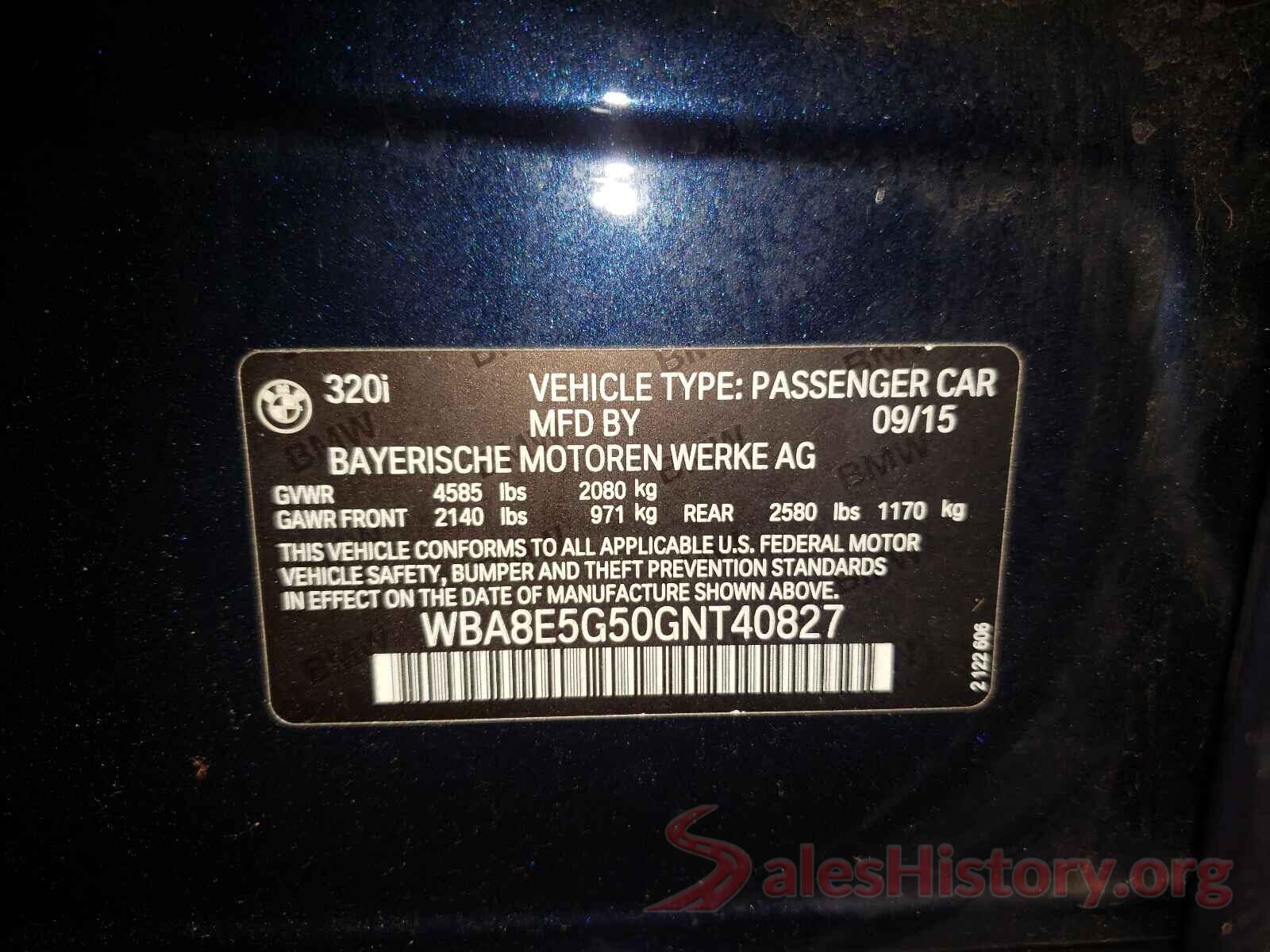 WBA8E5G50GNT40827 2016 BMW 3 SERIES