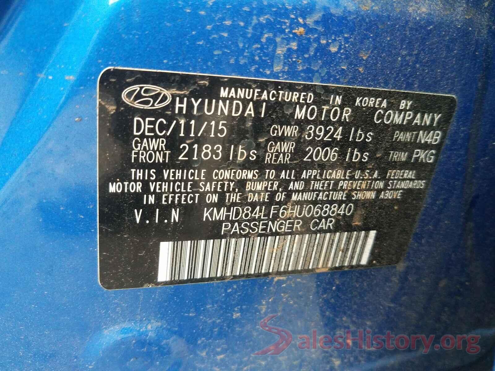 KMHD84LF6HU068840 2017 HYUNDAI ELANTRA