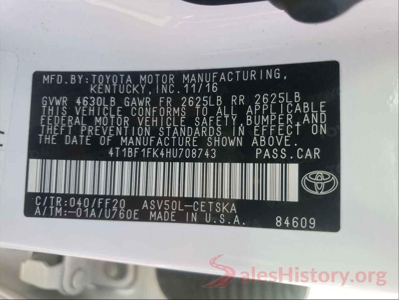 4T1BF1FK4HU708743 2017 TOYOTA CAMRY