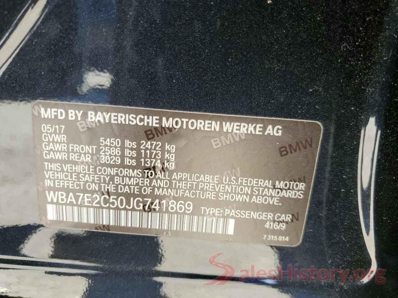 WBA7E2C50JG741869 2018 BMW 7 SERIES