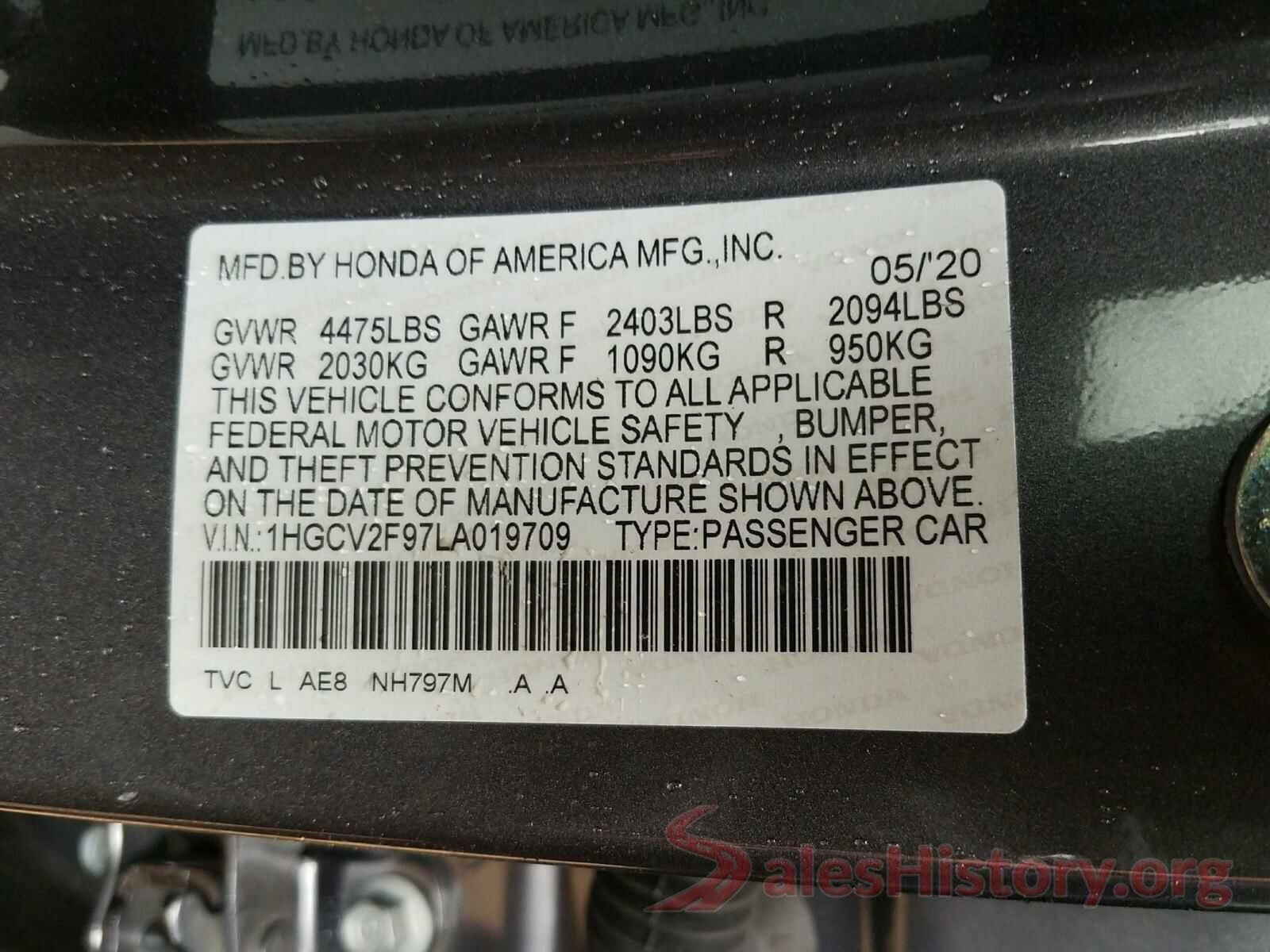 1HGCV2F97LA019709 2020 HONDA ACCORD