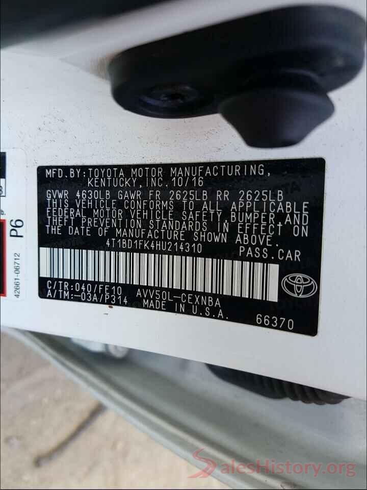 4T1BD1FK4HU214310 2017 TOYOTA CAMRY