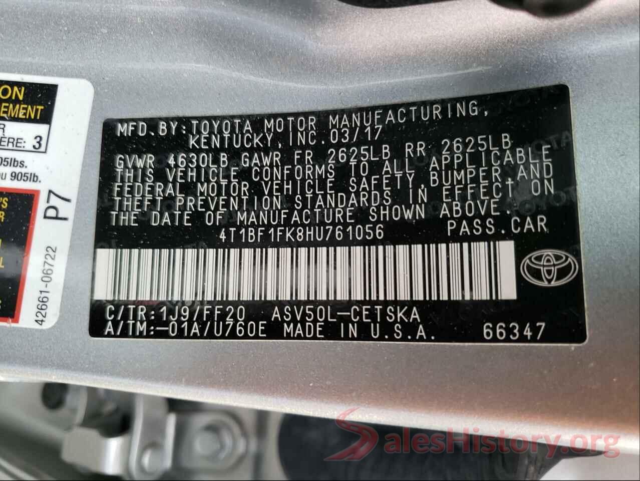 4T1BF1FK8HU761056 2017 TOYOTA CAMRY