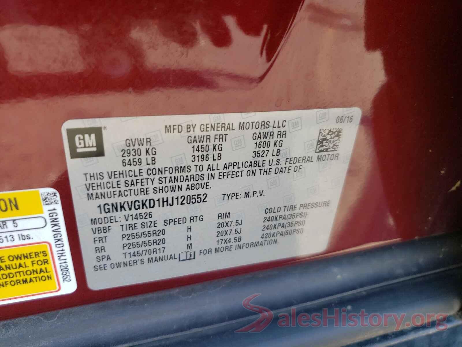 1GNKVGKD1HJ120552 2017 CHEVROLET TRAVERSE