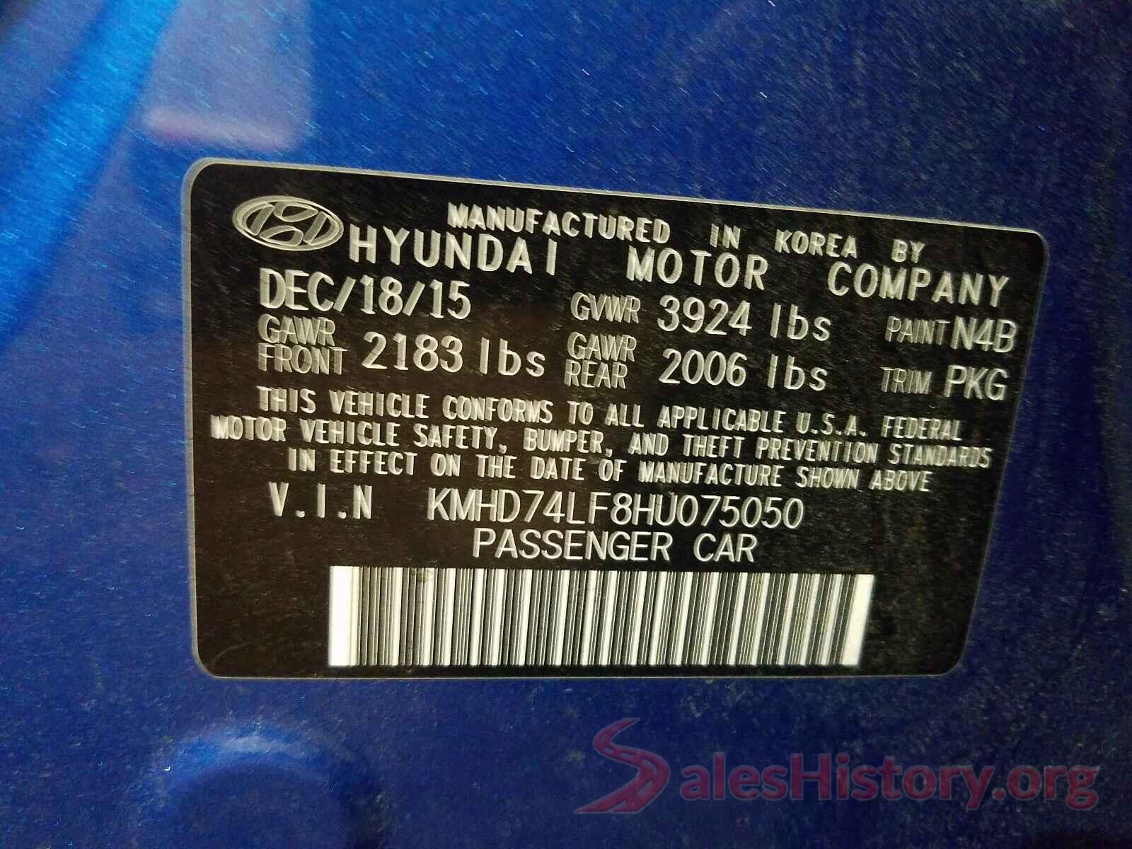 KMHD74LF8HU075050 2017 HYUNDAI ELANTRA