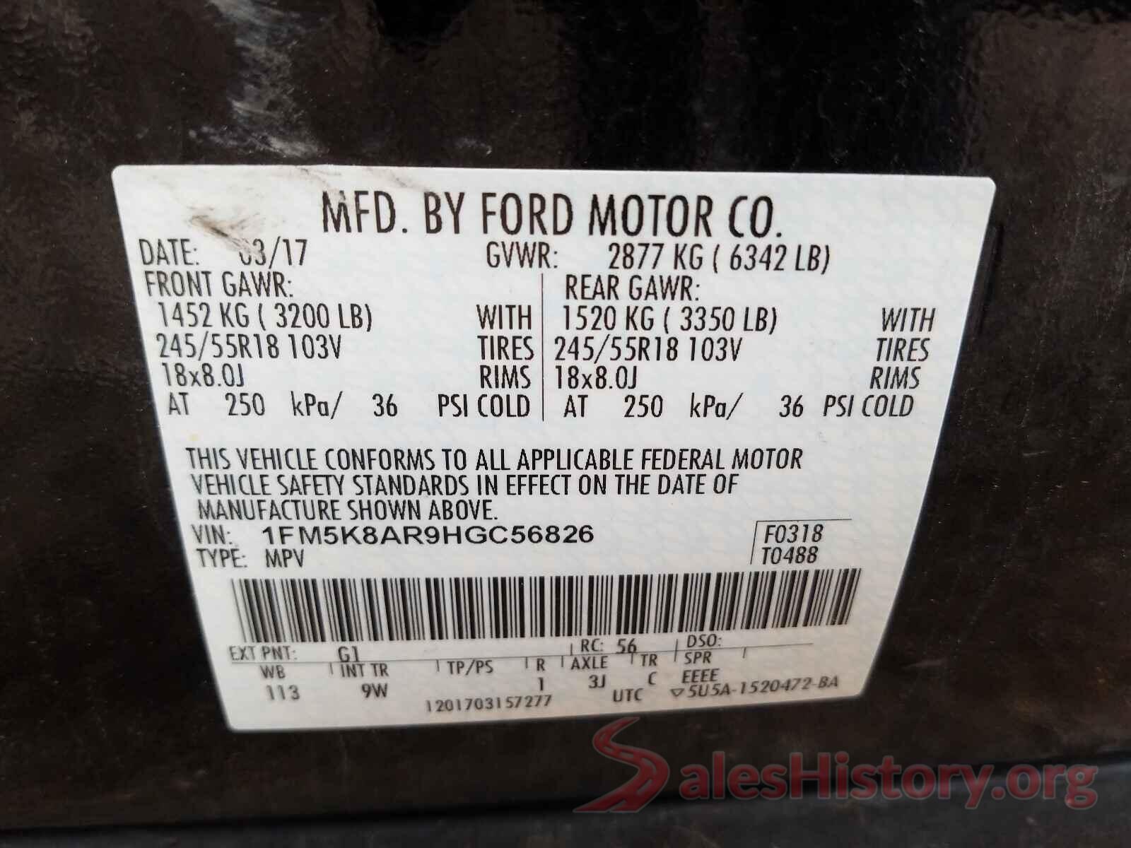 1FM5K8AR9HGC56826 2017 FORD EXPLORER