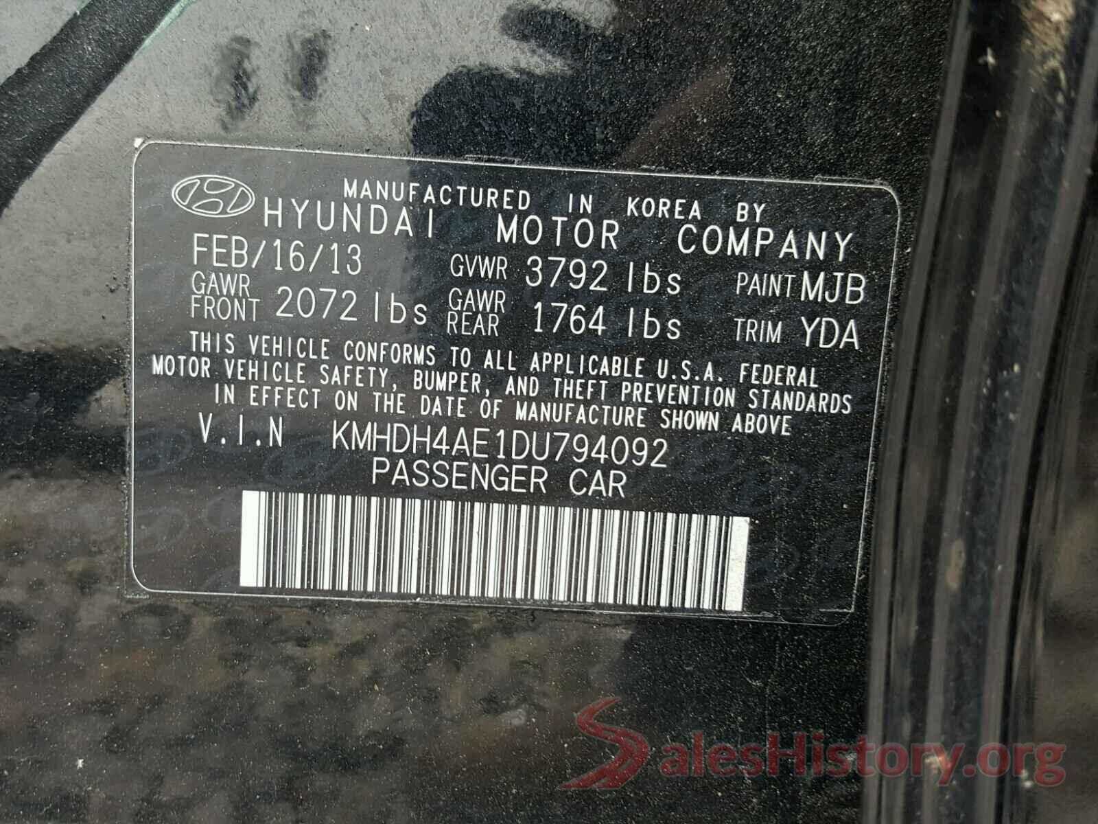 KMHDH4AE1DU794092 2013 HYUNDAI ELANTRA