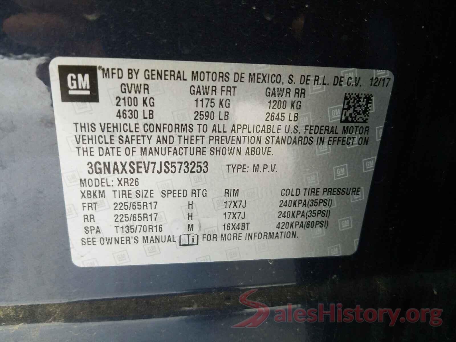 3GNAXSEV7JS573253 2018 CHEVROLET EQUINOX