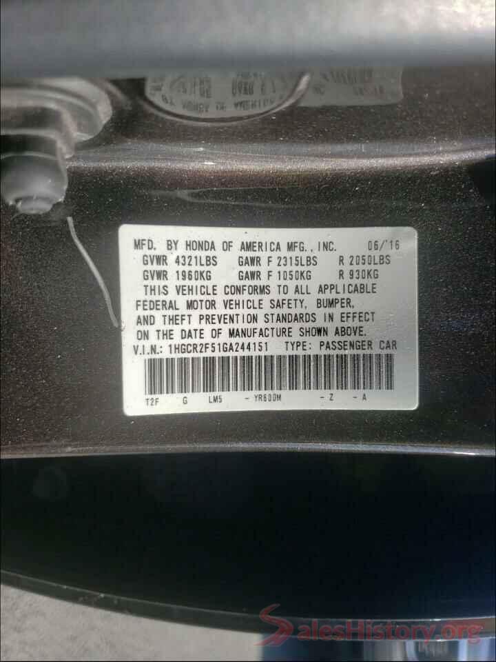 1HGCR2F51GA244151 2016 HONDA ACCORD