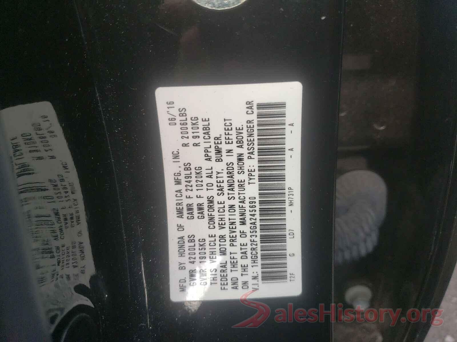 1HGCR2F35GA245690 2016 HONDA ACCORD