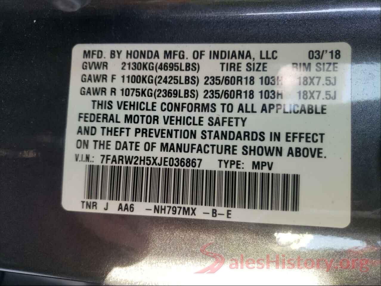 7FARW2H5XJE036867 2018 HONDA CRV