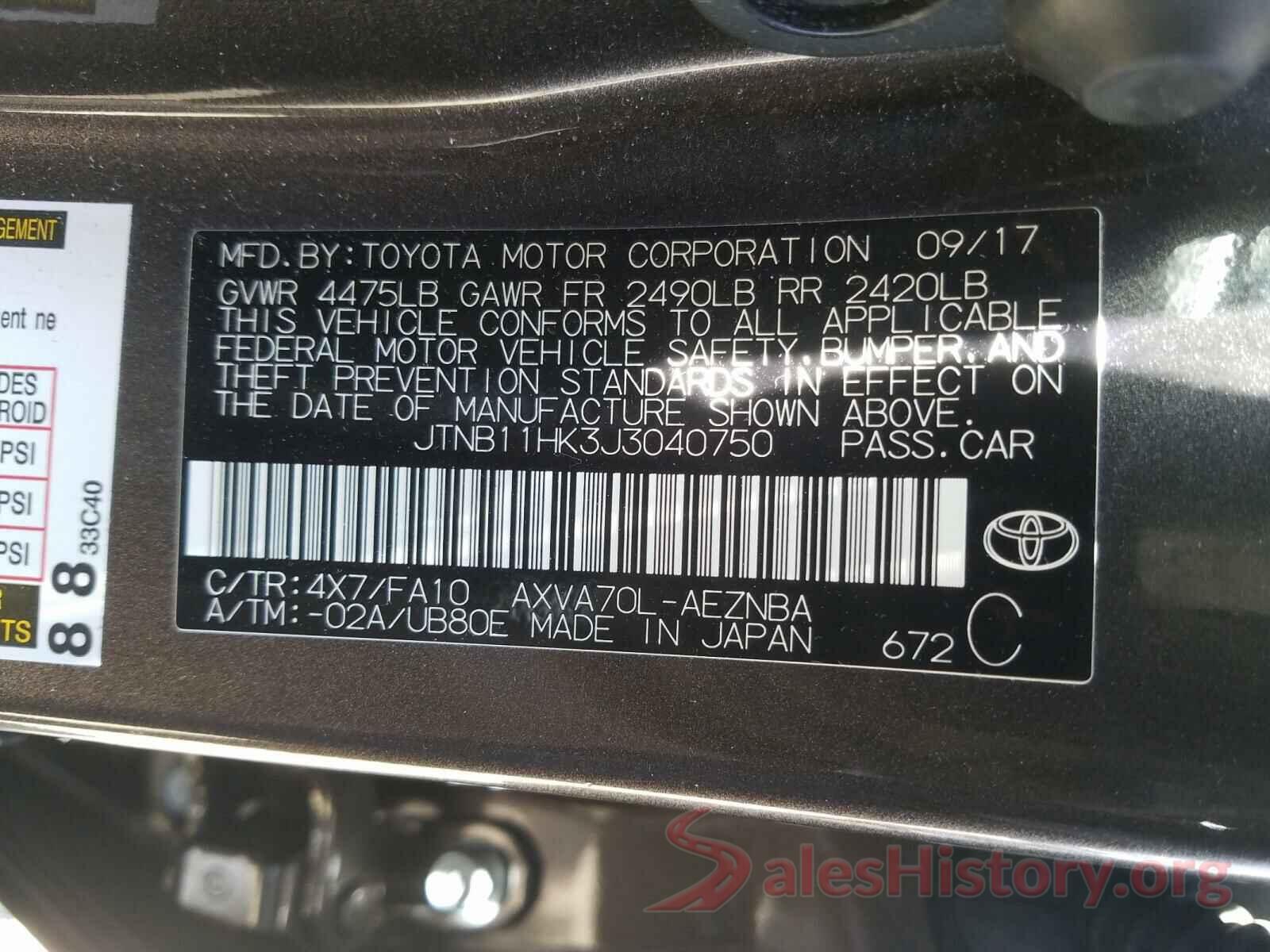 JTNB11HK3J3040750 2018 TOYOTA CAMRY