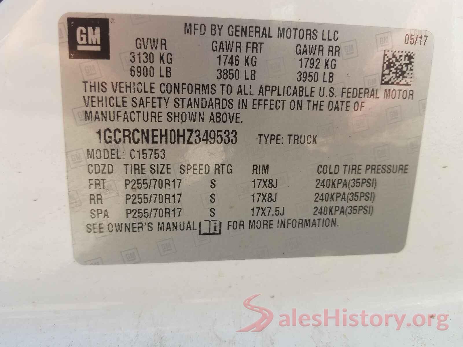 1GCRCNEH0HZ349533 2017 CHEVROLET SILVERADO