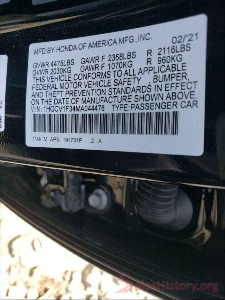 1HGCV1F34MA044476 2021 HONDA ACCORD