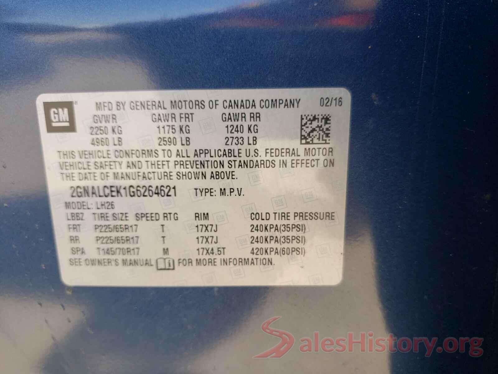 2GNALCEK1G6264621 2016 CHEVROLET EQUINOX