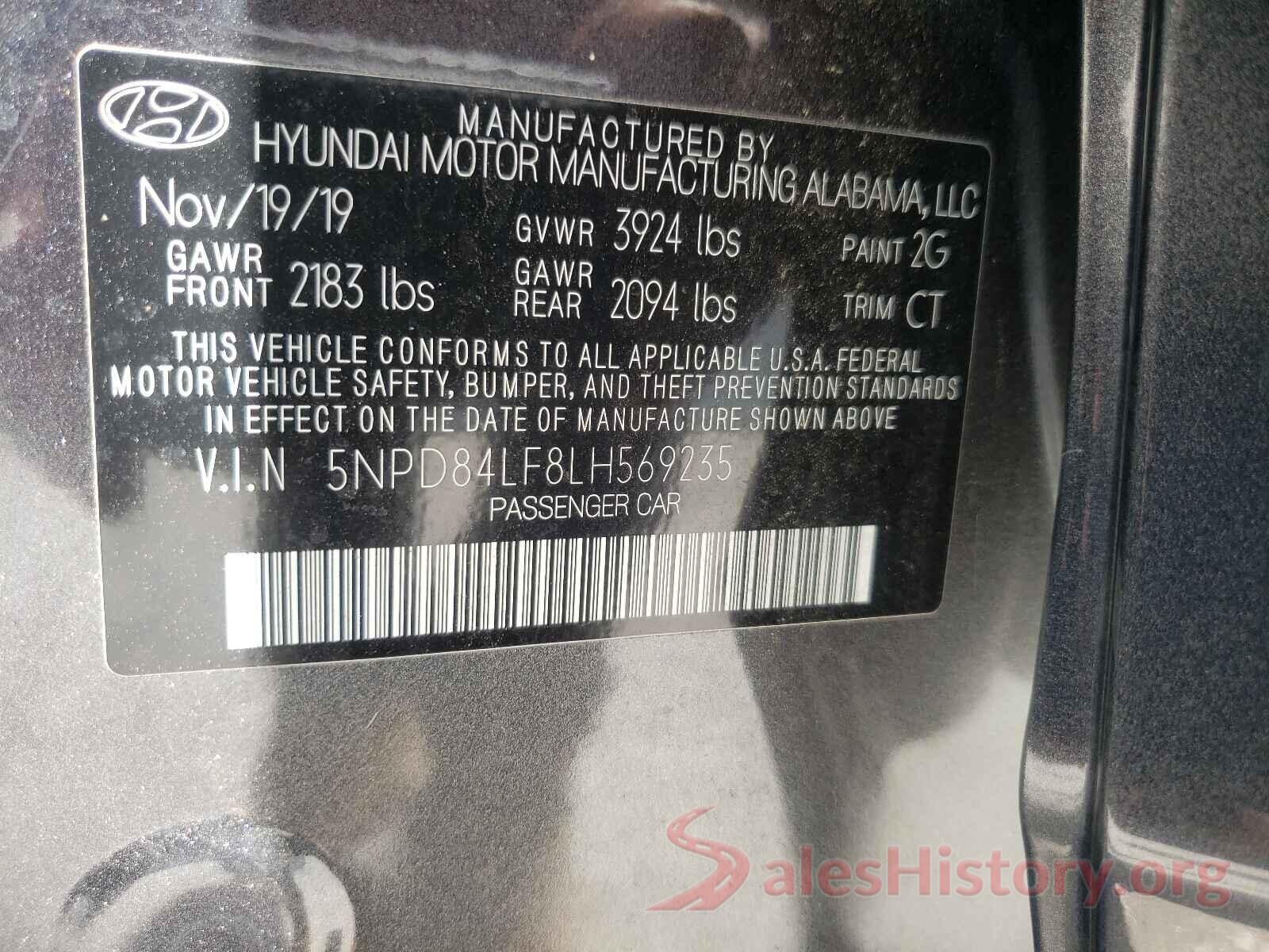 5NPD84LF8LH569235 2020 HYUNDAI ELANTRA