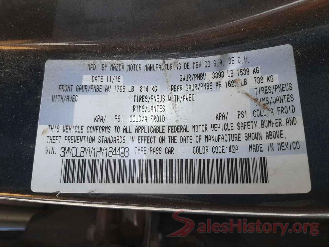 3MYDLBYV1HY164493 2017 TOYOTA YARIS