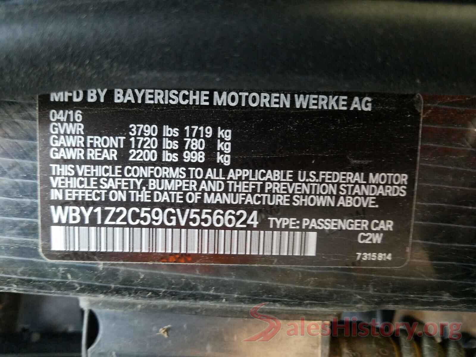 WBY1Z2C59GV556624 2016 BMW I SERIES