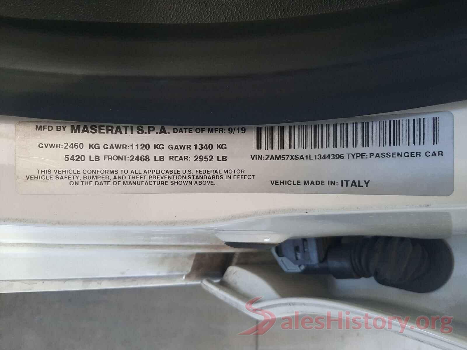 ZAM57XSA1L1344396 2020 MASERATI ALL MODELS