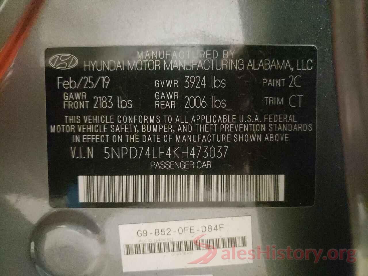 5NPD74LF4KH473037 2019 HYUNDAI ELANTRA