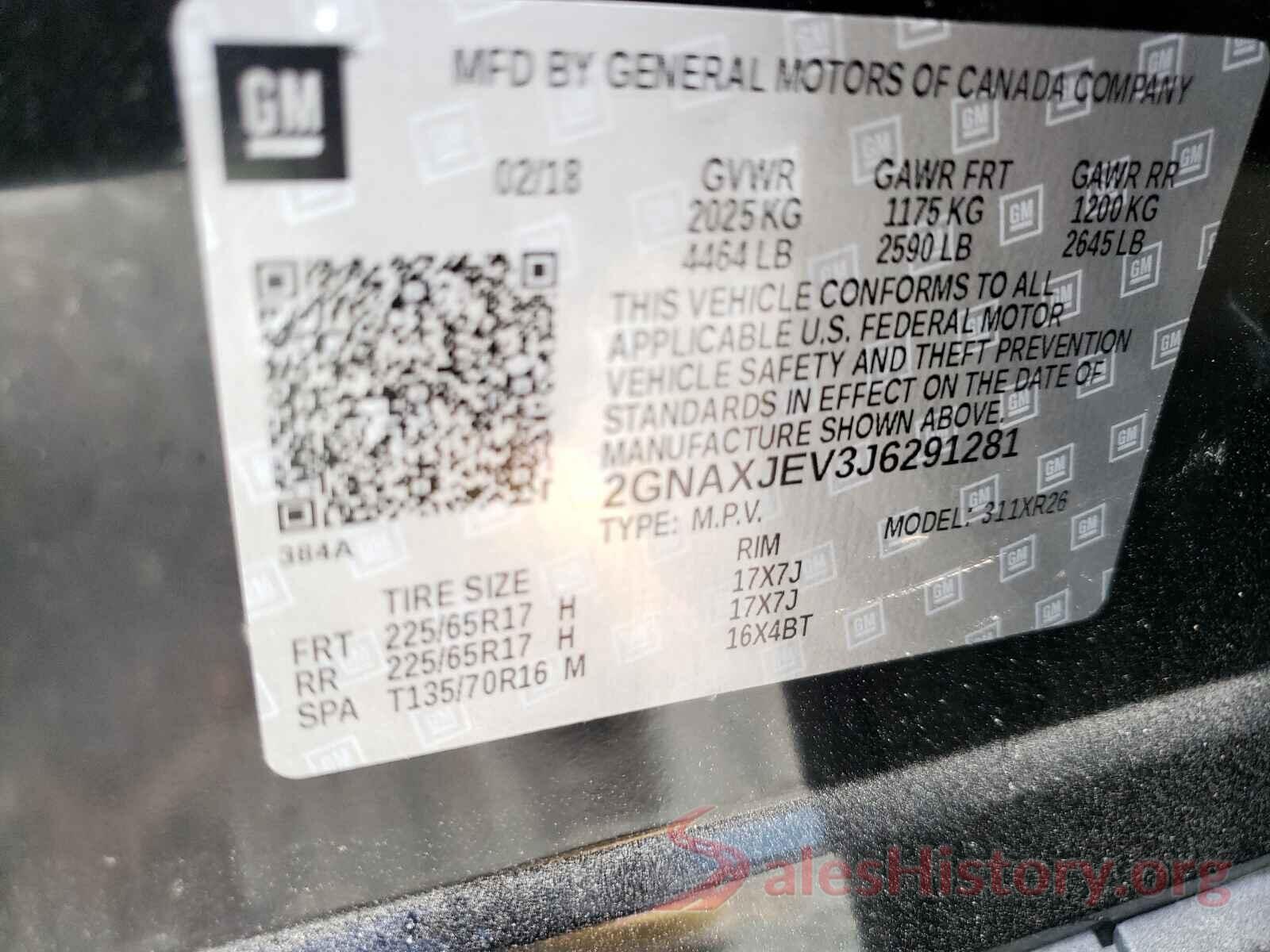 2GNAXJEV3J6291281 2018 CHEVROLET EQUINOX