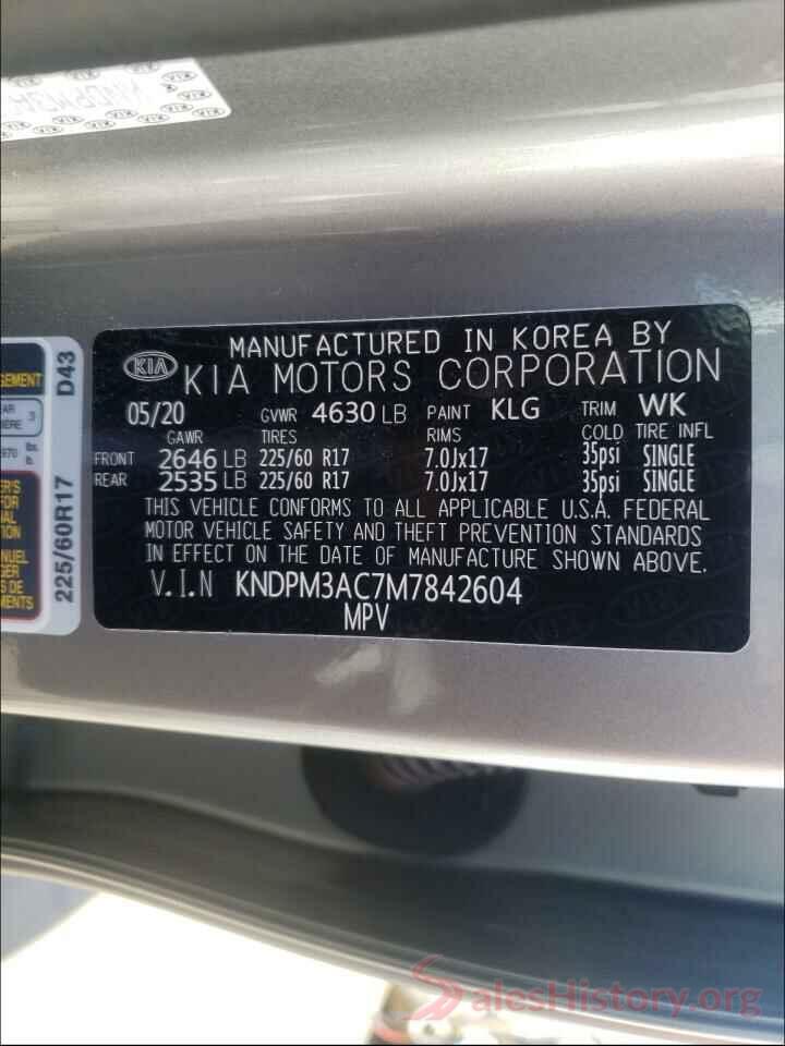 KNDPM3AC7M7842604 2021 KIA SPORTAGE