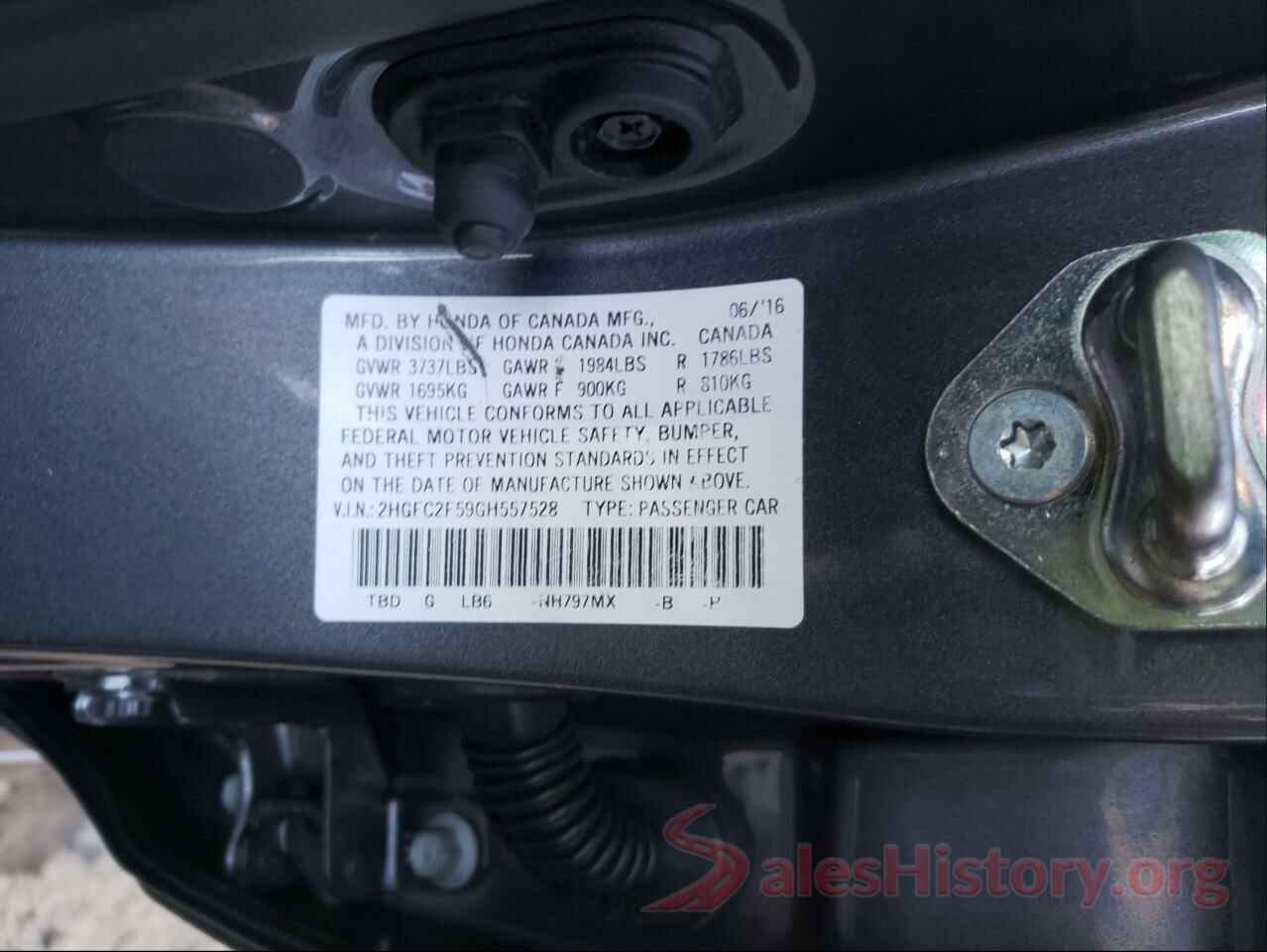 2HGFC2F59GH557528 2016 HONDA CIVIC