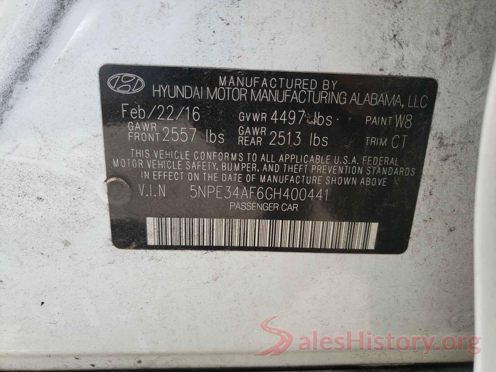 5NPE34AF6GH400441 2016 HYUNDAI SONATA