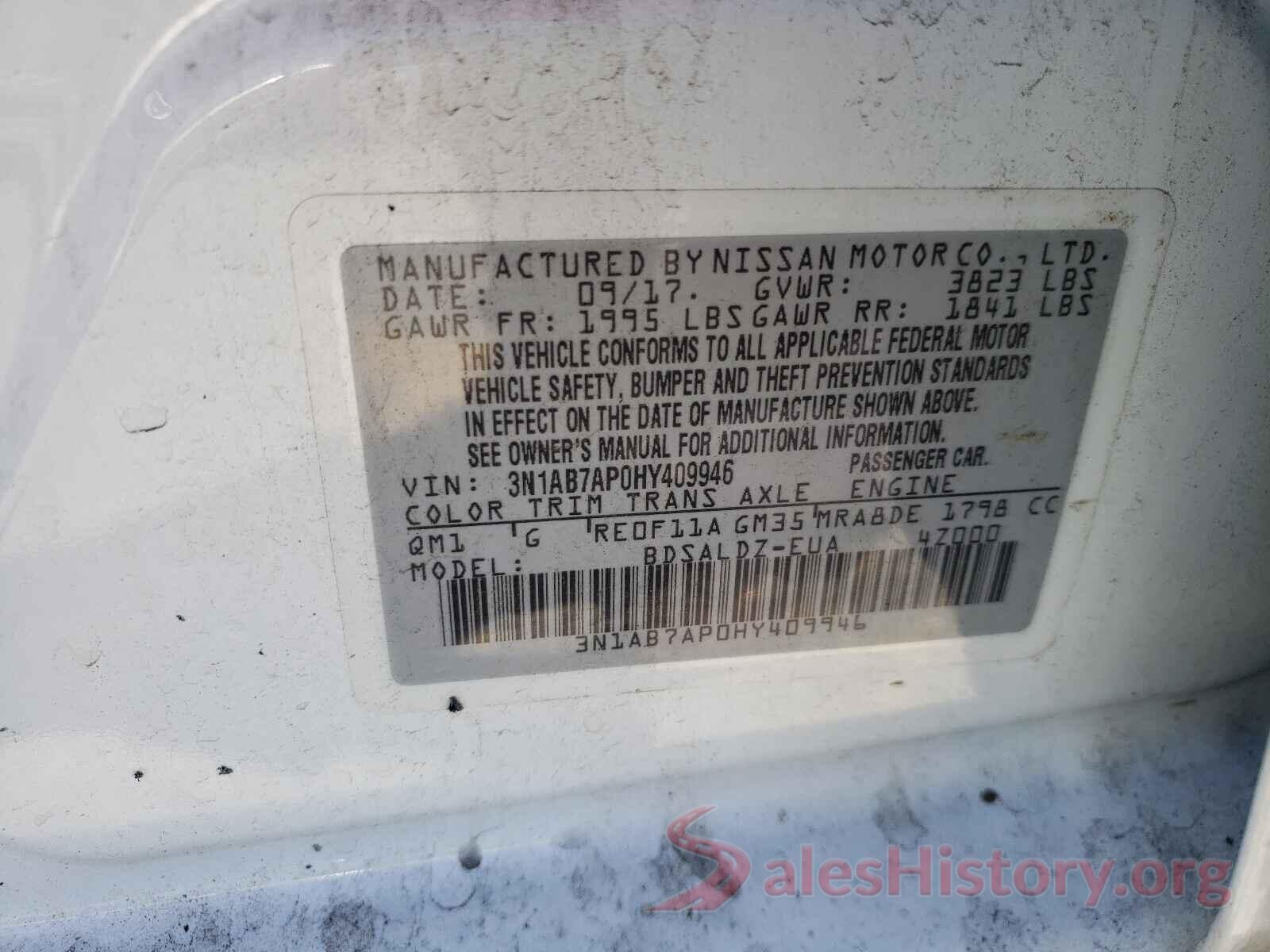 3N1AB7AP0HY409946 2017 NISSAN SENTRA