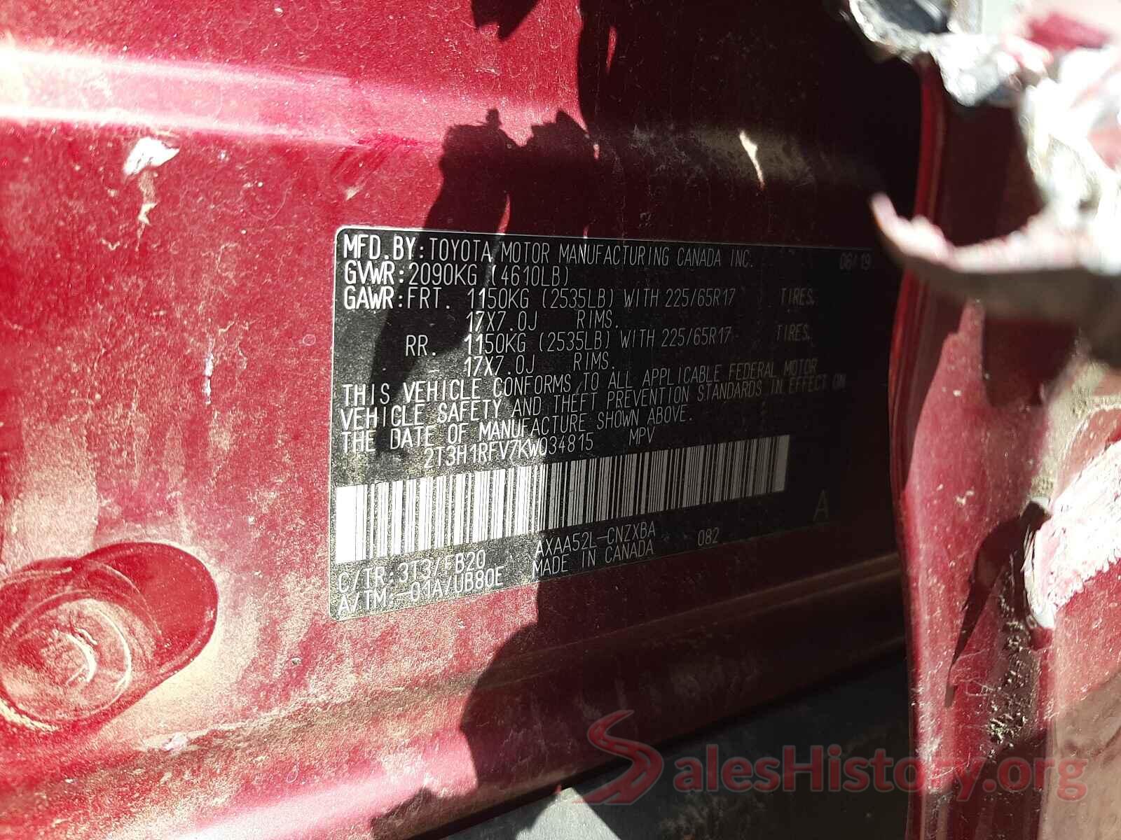 2T3H1RFV7KW034815 2019 TOYOTA RAV4