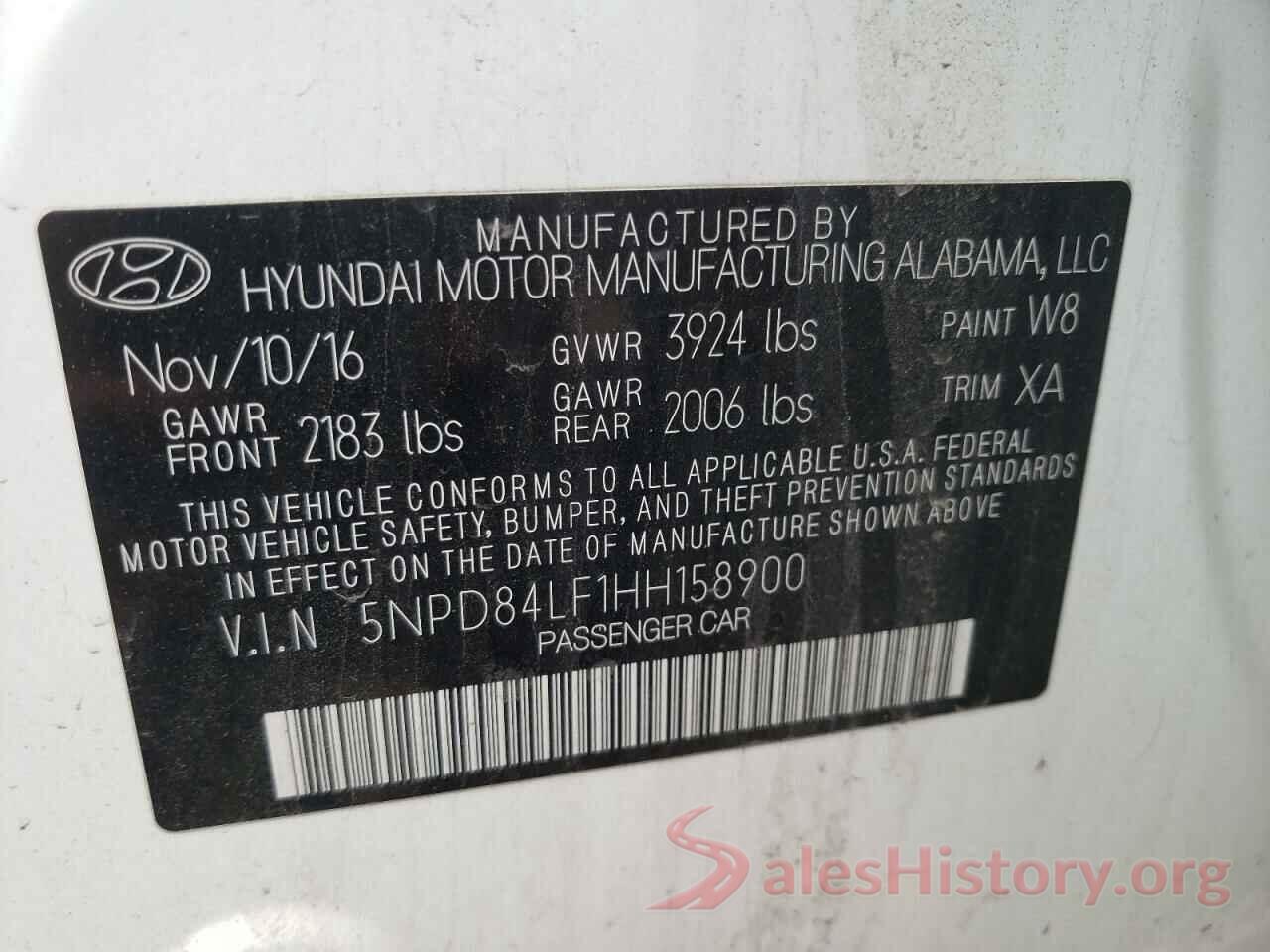 5NPD84LF1HH158900 2017 HYUNDAI ELANTRA