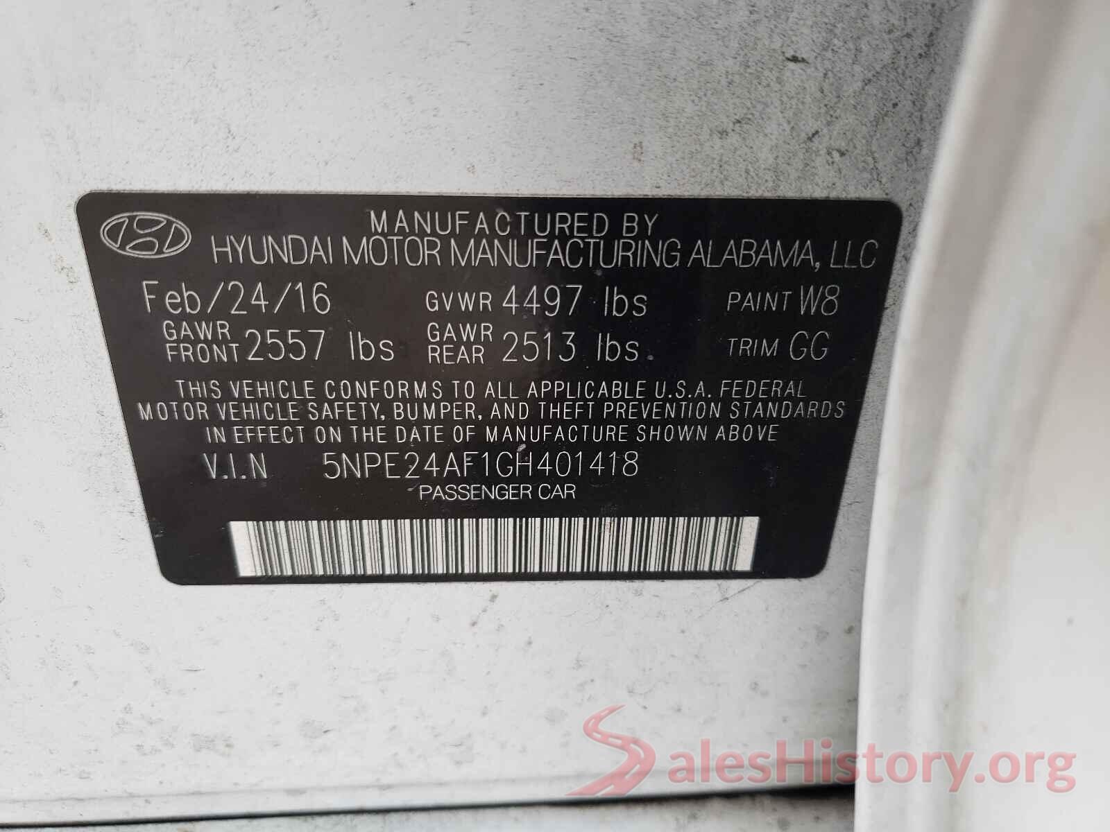 5NPE24AF1GH401418 2016 HYUNDAI SONATA