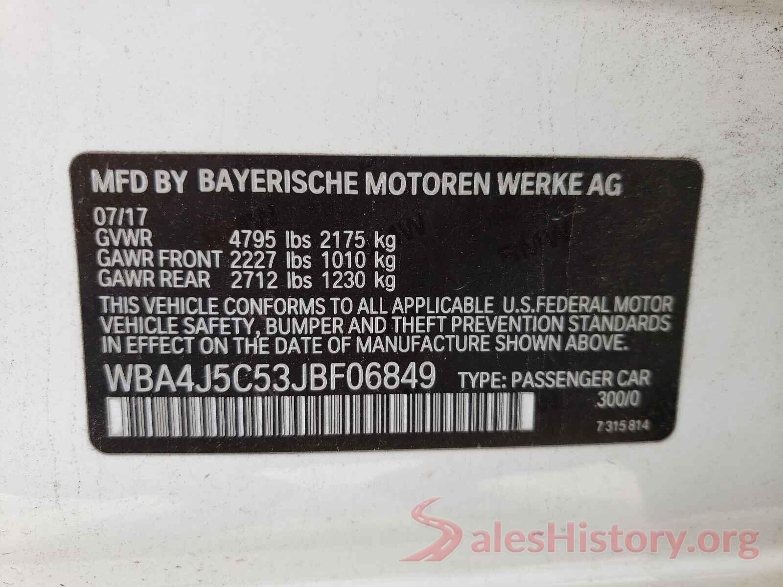 WBA4J5C53JBF06849 2018 BMW 4 SERIES