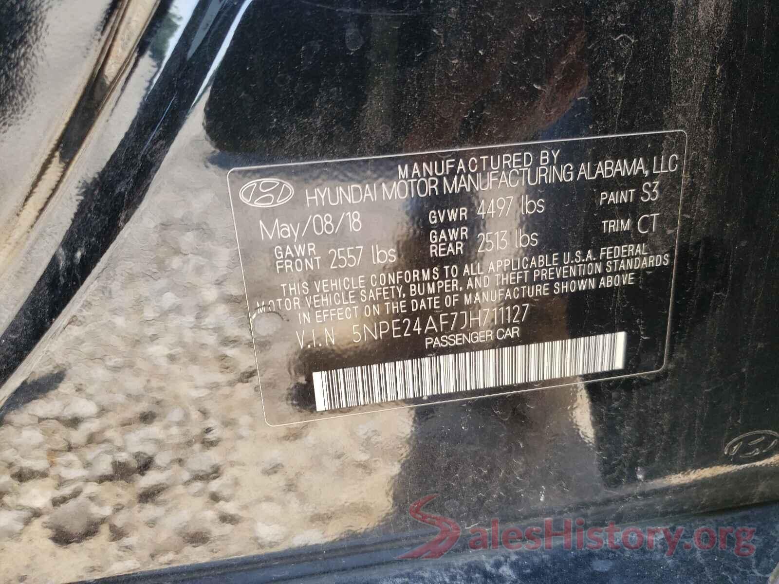 5NPE24AF7JH711127 2018 HYUNDAI SONATA