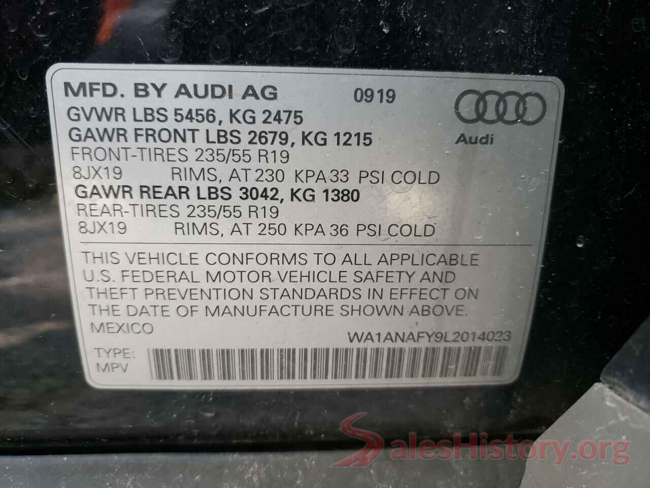 WA1ANAFY9L2014023 2020 AUDI Q5