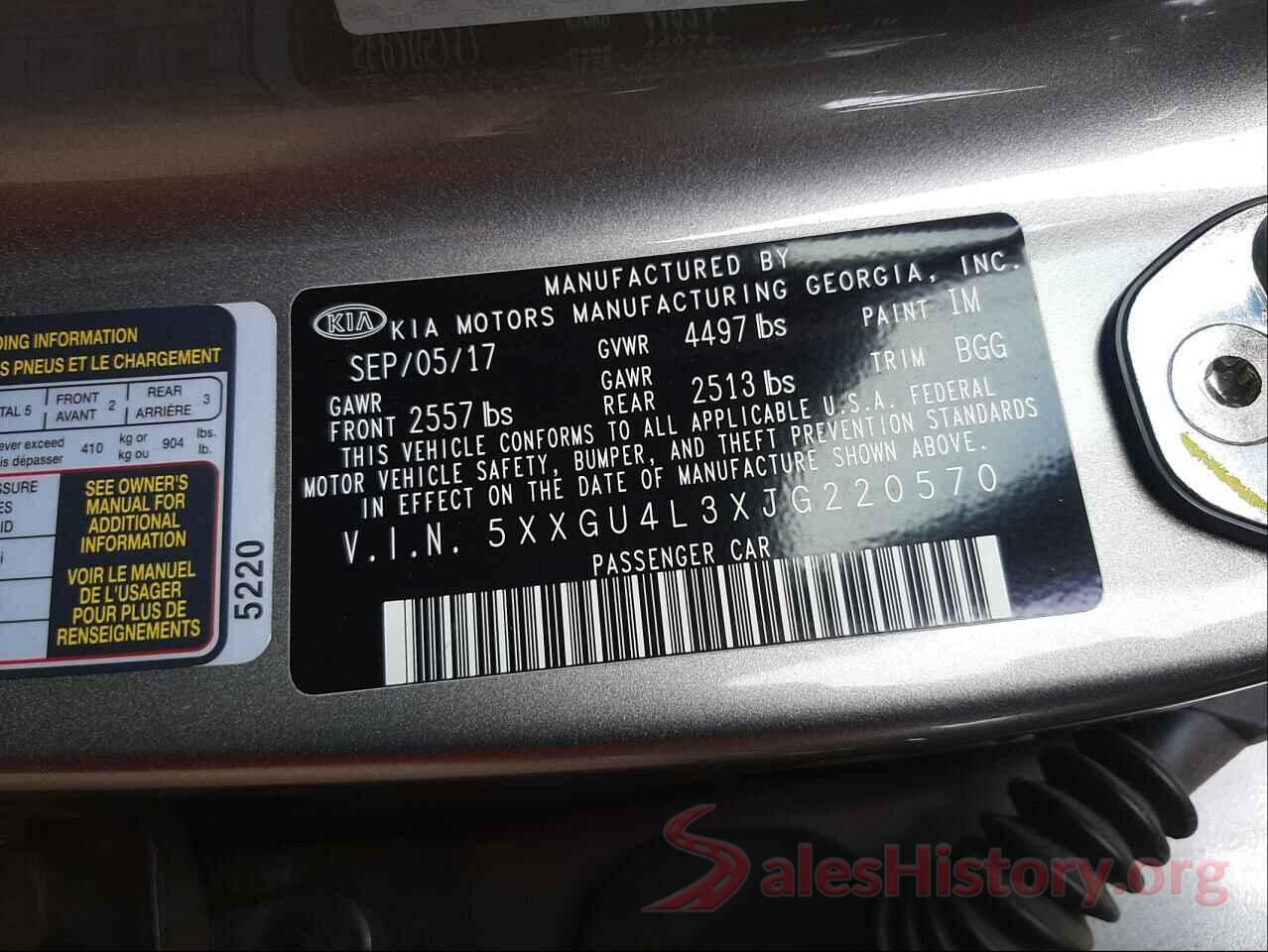 5XXGU4L3XJG220570 2018 KIA OPTIMA