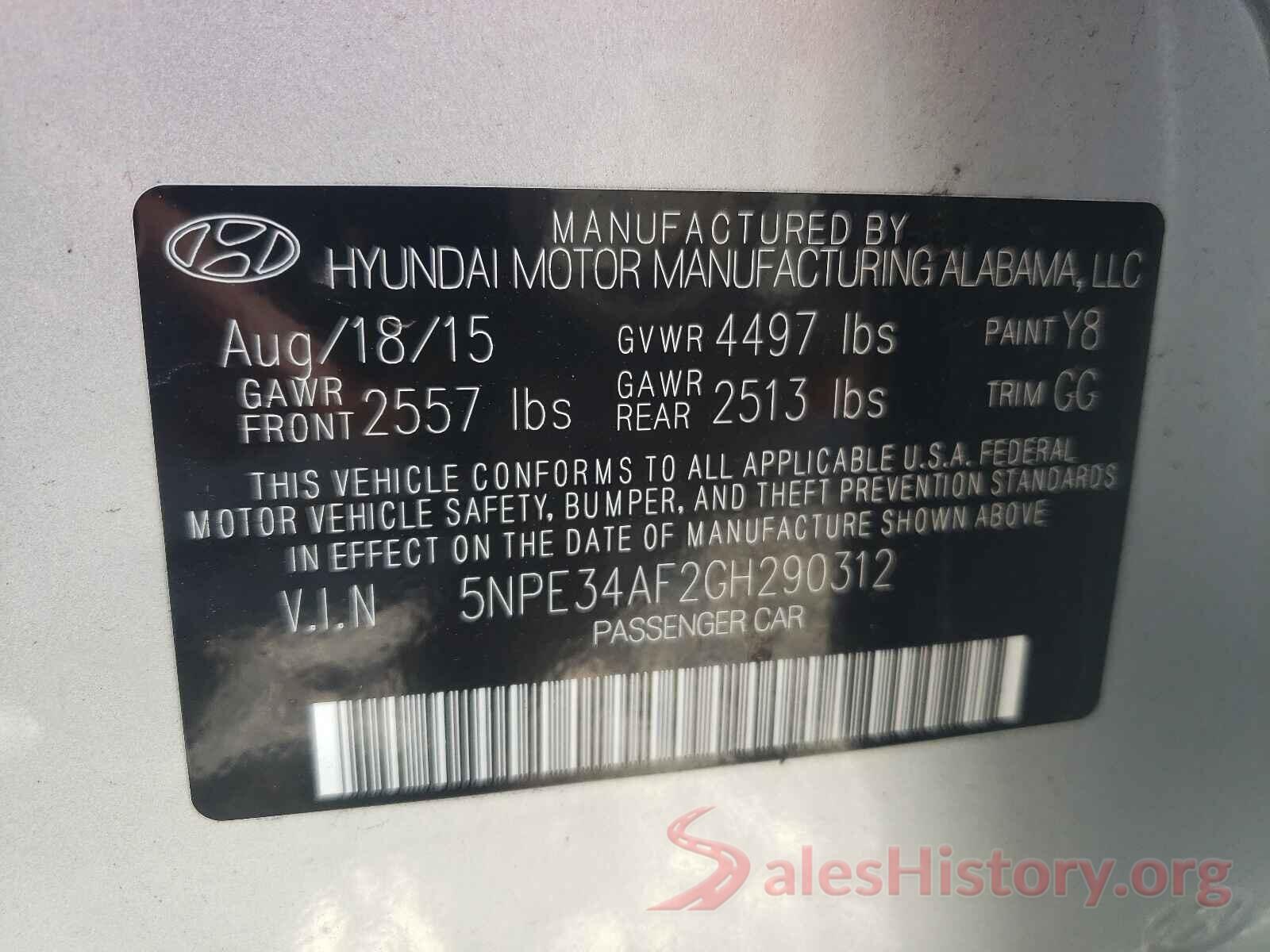 5NPE34AF2GH290312 2016 HYUNDAI SONATA