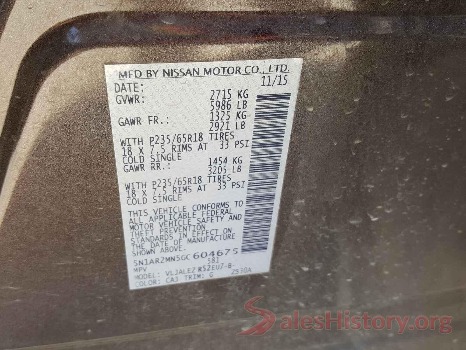 5N1AR2MN5GC604675 2016 NISSAN PATHFINDER