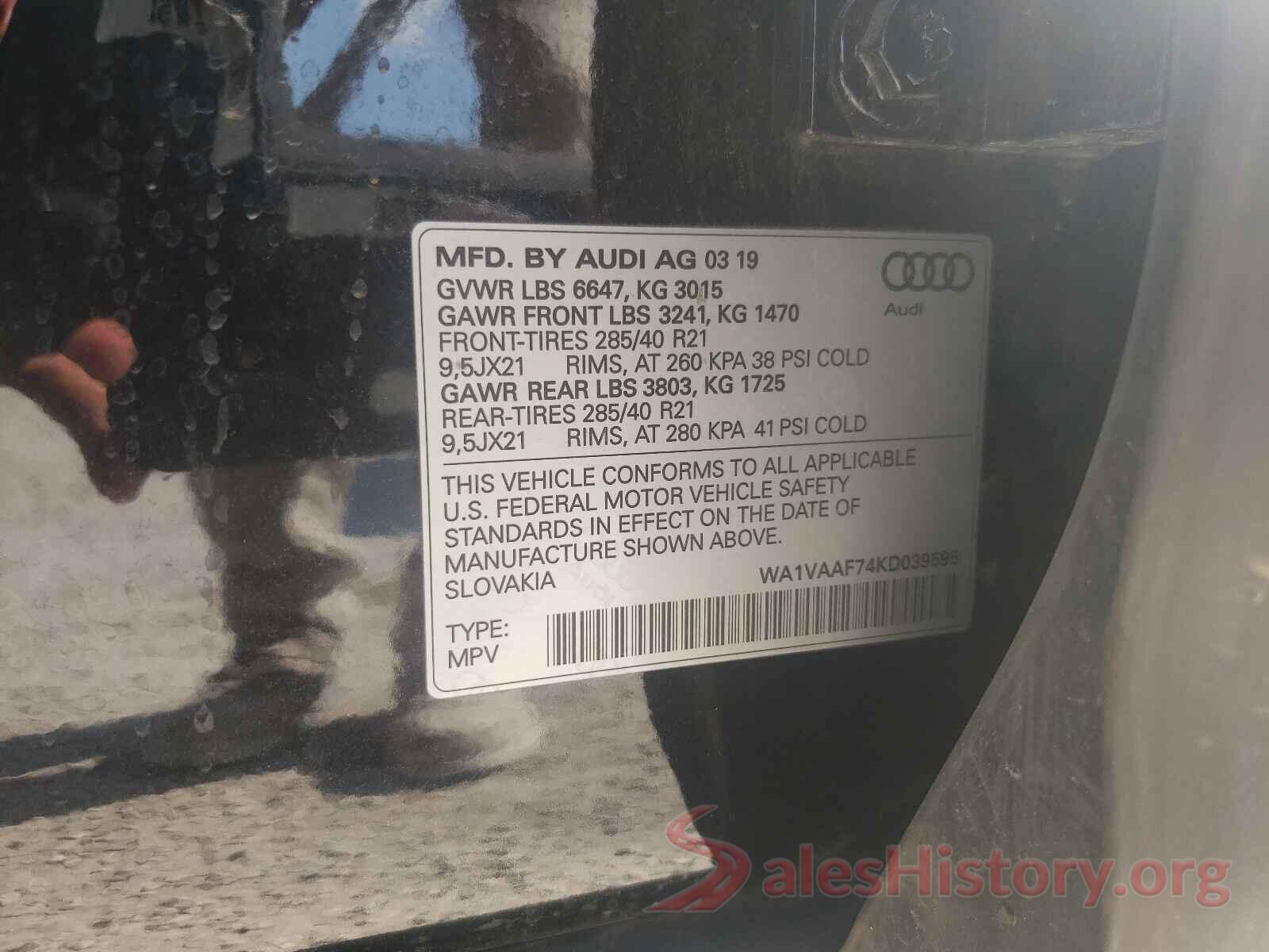 WA1VAAF74KD039595 2019 AUDI Q7