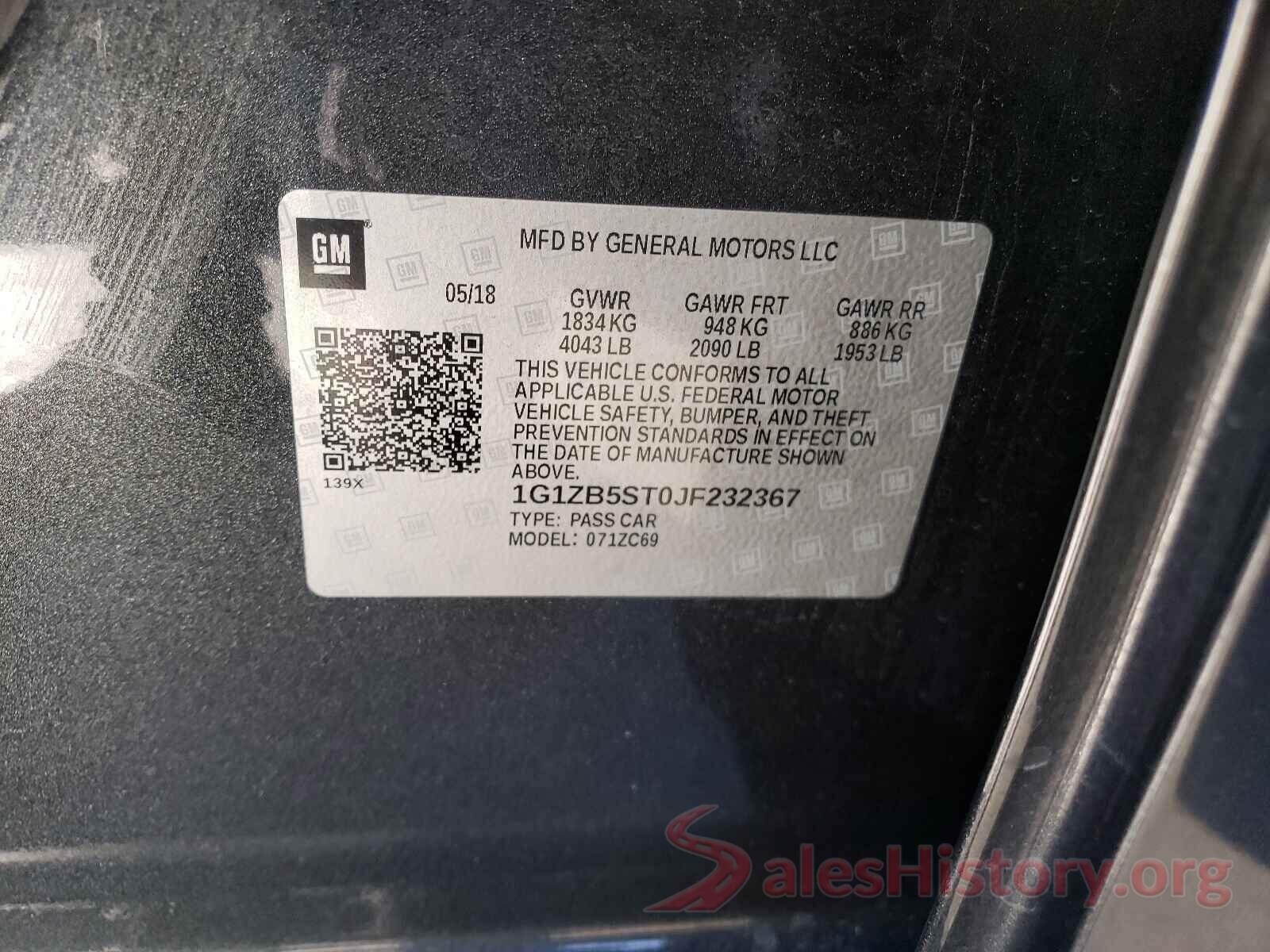 1G1ZB5ST0JF232367 2018 CHEVROLET MALIBU