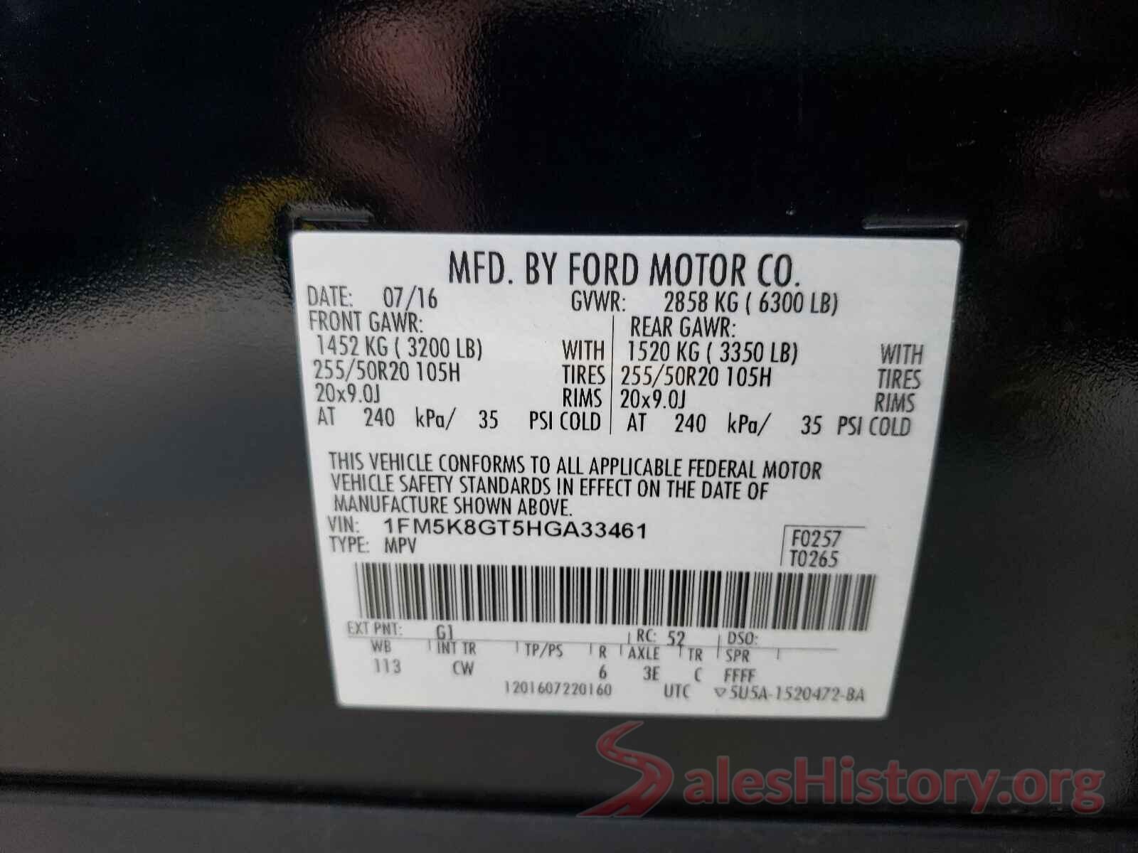 1FM5K8GT5HGA33461 2017 FORD EXPLORER