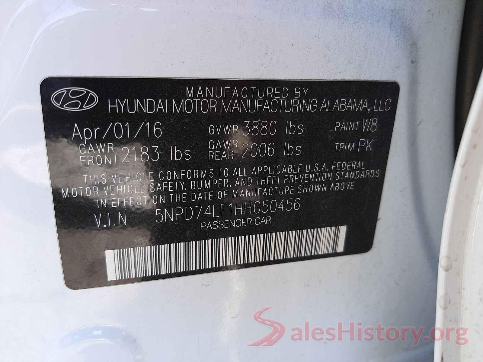 5NPD74LF1HH050456 2017 HYUNDAI ELANTRA