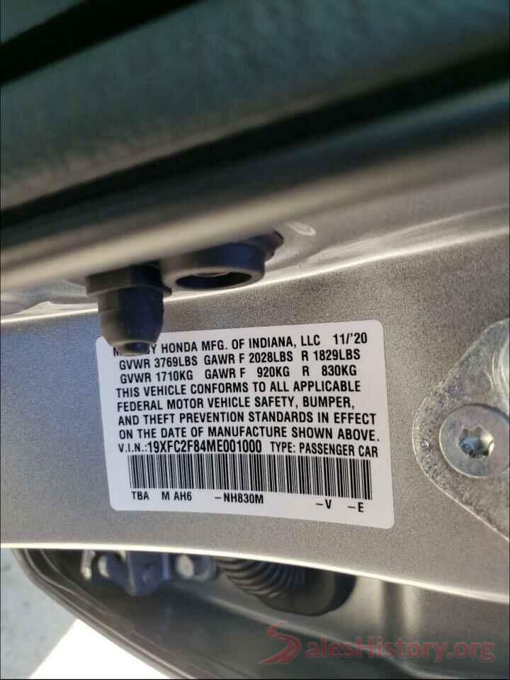 19XFC2F84ME001000 2021 HONDA CIVIC