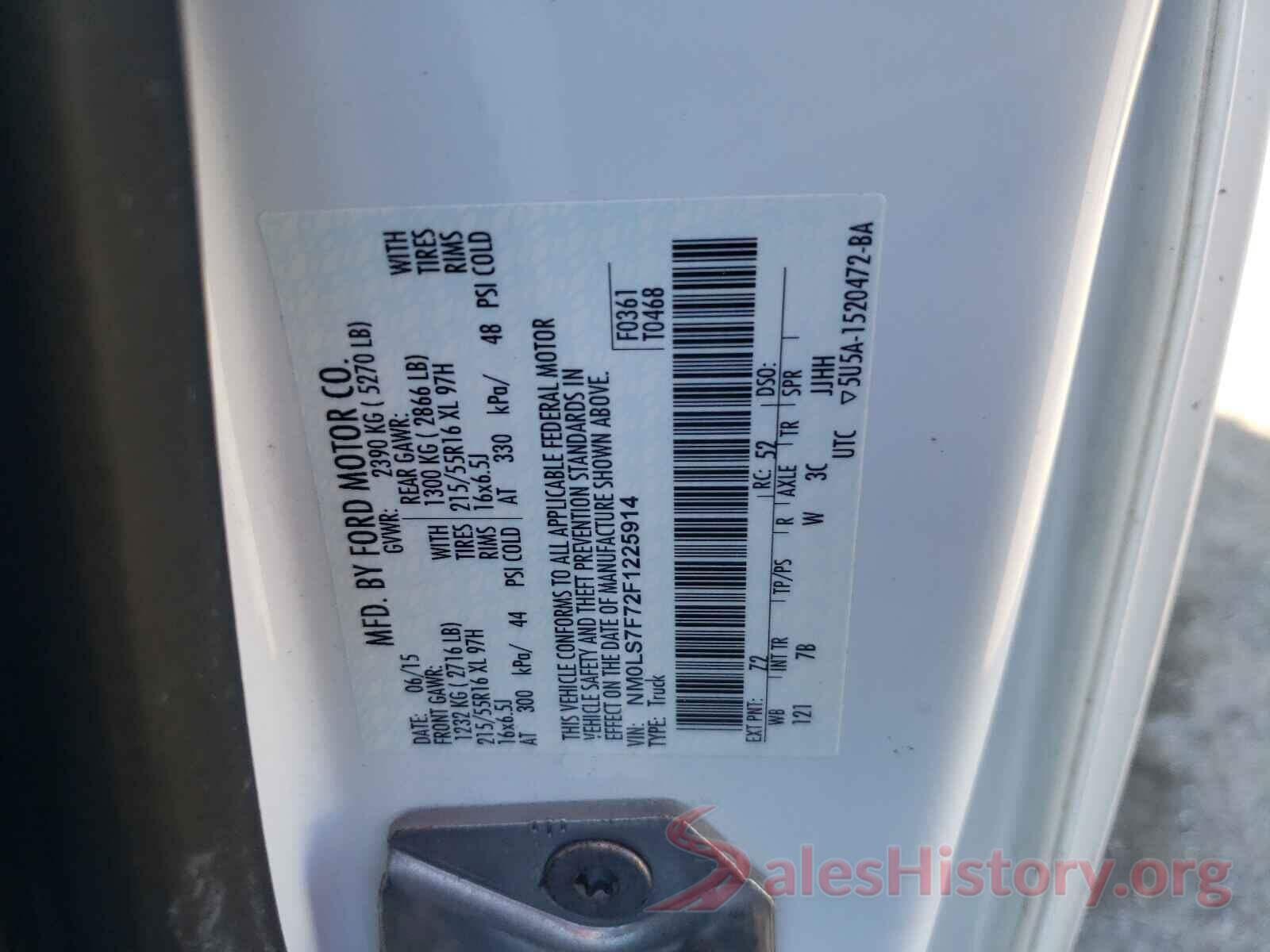 NM0LS7F72F1225914 2015 FORD TRANSIT CO