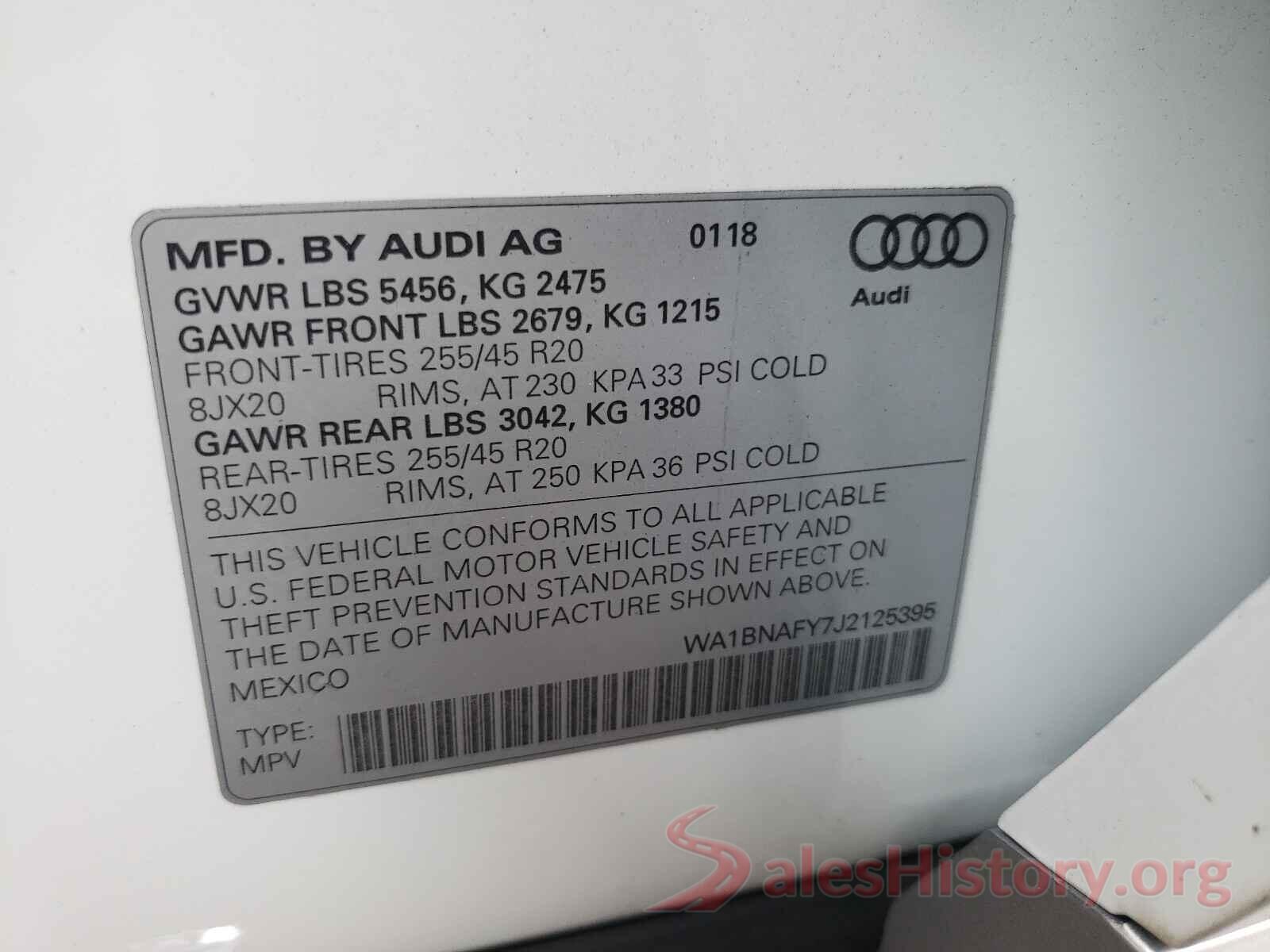 WA1BNAFY7J2125395 2018 AUDI Q5