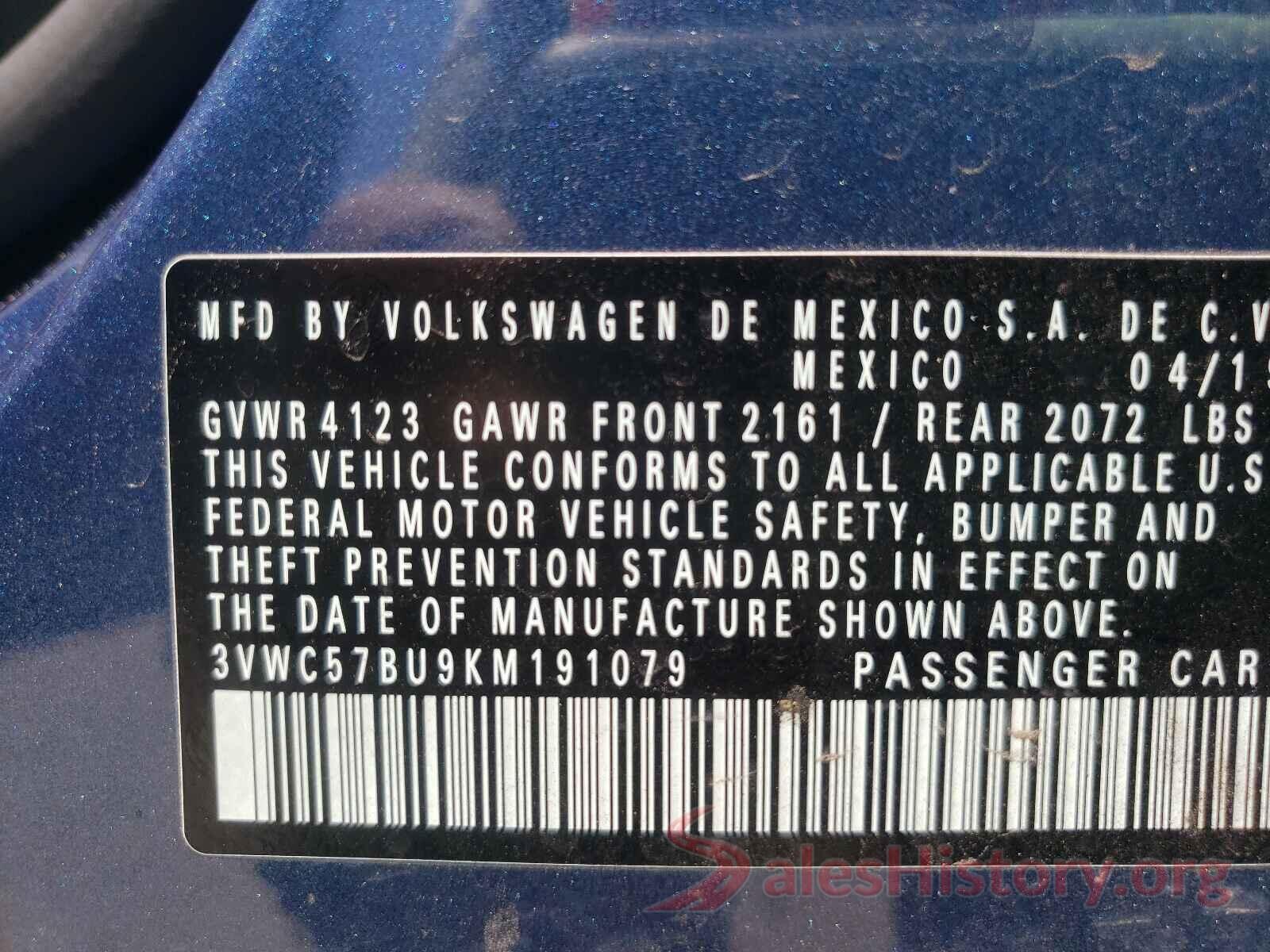 3VWC57BU9KM191079 2019 VOLKSWAGEN JETTA