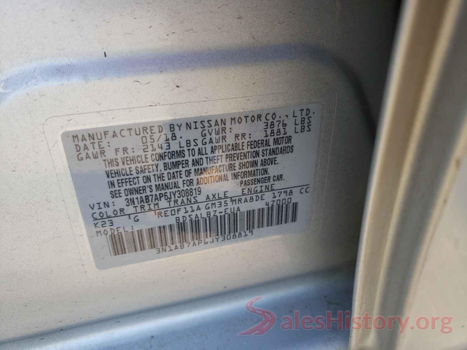 3N1AB7AP6JY308819 2018 NISSAN SENTRA